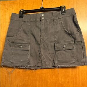 Lee Charcoal Denim Skirt with Button Accents